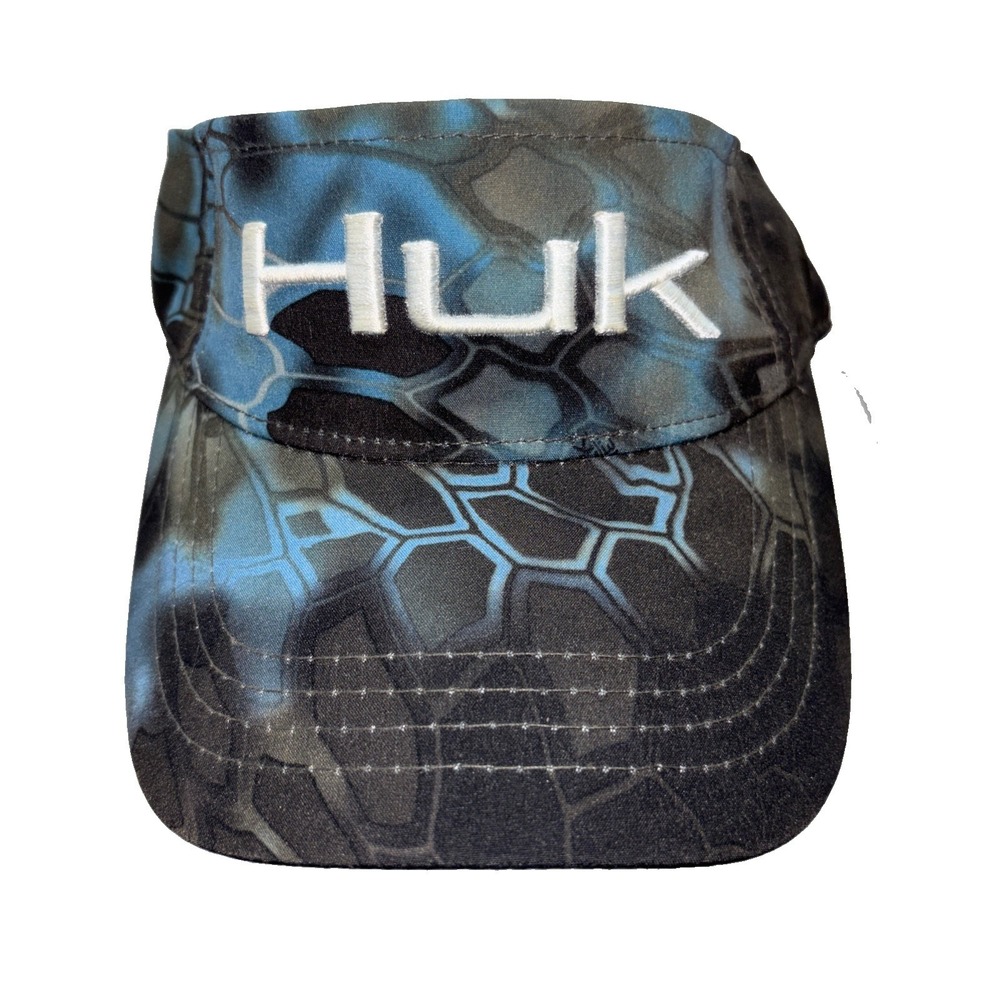 HUK Fishing Tide Hat Visor One Size Fits All Gray Camo Polyester Blend